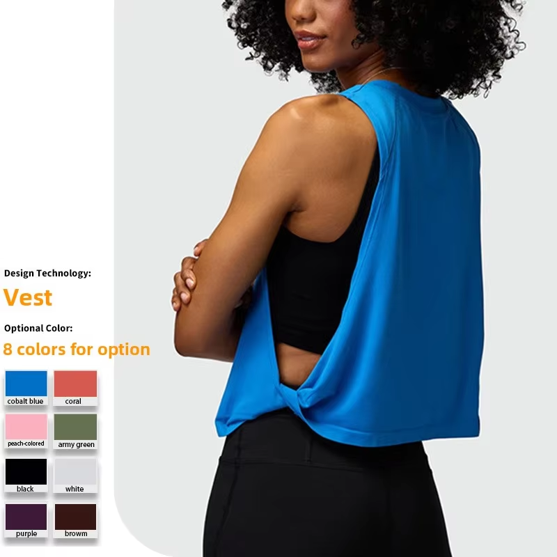 2026 Breathable Nylon Spandex Loose Sleeveless Blouse Sports Vest Womens Running Training Yoga Fitness Tank Top