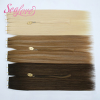Extensions de cheveux naturels Genius Weft invisibles à bandes adhésives avec kit d'installation et colle pour salon de coiffure et pose DIY