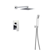 Nouveau design moderne, système de douche en laiton chromé, montage mural, encastré, 3 voies, haute pression, ensemble de douche à main