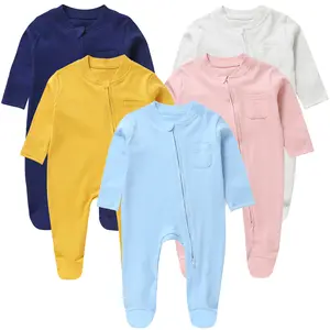 热卖100% 纯棉婴儿连衣5色可选婴儿男孩和女孩紧身衣