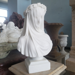 Tallado a mano Diseños clásicos Piedra blanca Figura <span class=keywords><strong>de</strong></span> mármol Velado Señora <span class=keywords><strong>Mujer</strong></span> Busto Estatua <span class=keywords><strong>Escultura</strong></span> - Product Image 1