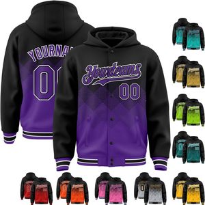 Personalizada Gradiente Negro Púrpura Varsity Ropa Deportiva Personalizada Con Capucha Camisetas de Béisbol para Hombres Jóvenes Boys' Team Varsity - Product Image 2