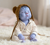 Poupée reborn réaliste en silicone pleine grandeur de 13 pouces avec fonction phosphorescente, modèle Bobbie bleue, certifiée CE