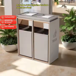 Poubelle de cendrier verticale en <span class=keywords><strong>acier</strong></span> inoxydable à chambre double avec corps peint pour utilisation dans le couloir intérieur du bar Internet du café de l'hôtel - Product Image 4