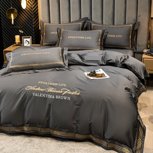 Sweetness Life Embroidered Cotton <b>Bedding</b> <b>Set</b> 100 Count Hotel Style Duvet Cover Sheets Solid Color Summer Use - Product Image 1