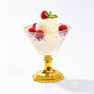 Verre à pied en bambou gaufré diamant, coupe à martini simple cannelée, pour glace, pouding, fruits et coupes glacées - Product Image 2