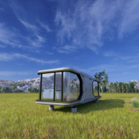 Maison conteneur à capsule spatiale de luxe Structure de panneau sandwich à cadre en acier Maisons préfabriquées prêtes à l'emploi pour abri d'auto inspiré