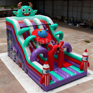 Huatong ngoài trời đôi làn người ngoài hành tinh Inflatable khô trượt thư bị trả lại nhà bouncy lâu đài trượt bơm hơi cho trẻ em - Product Image 1