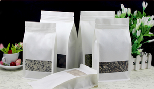 Bolsa cuadrada <span class=keywords><strong>de</strong></span> Papel Kraft <span class=keywords><strong>de</strong></span> fondo plano con ventana, bolsa Ziplock blanca para comida, <span class=keywords><strong>precio</strong></span> <span class=keywords><strong>de</strong></span> fábrica - Product Image 4