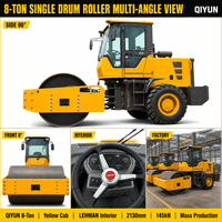 Rouleau compresseur vibrant QIYUN 8T à tambour unique pour la construction routière, le compactage d'asphalte et de béton