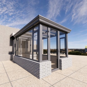 Moderna Sala de Estar de Vidrio <span class=keywords><strong>con</strong></span> Sistema de Ruedas para Puerta Corredera, para Patio, Casa de <span class=keywords><strong>Piscina</strong></span>, Área de Entretenimiento al Aire Libre - Product Image 1
