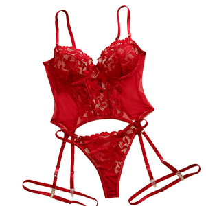 Ensemble de lingerie sexy en dentelle rouge brodée 3D, soutien-gorge et <span class=keywords><strong>culotte</strong></span> en polyester/<span class=keywords><strong>nylon</strong></span> fin, vente en gros, collection 2026 à succès pour femmes - Product Image 1