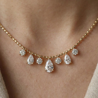 Pendentif solitaire en or jaune 14k 18k vintage avec diamant de laboratoire certifié IGI 1CT 2CT 3CT, taille émeraude, radiant, ovale, poire, marquise
