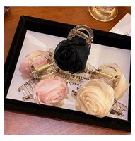 Pince à cheveux élégante en plastique blanc rose, faite à la main, pour femme, Saint-Valentin, 8 cm, épaisse, avec pince à griffes, douce et tendance LX