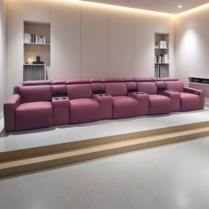 مسرح منزلي حديث مقطعي مع مسند رأس كهربائي ، أثاث غرفة معيشة من الجلد الحقيقي للفنادق - Product Image 5