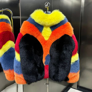 <span class=keywords><strong>เสื้อ</strong></span>โค้ทและแจ็กเก็ตขนสุนัขจิ้งจอกย้อมสีหลากสีหลายสีแนววินเทจสำหรับฤดูหนาว - Product Image 2