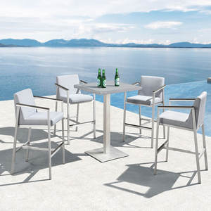 Sigarten Juego de sillas y taburetes de mesa y Bar de centro de cristal de estilo moderno para jardín, patio o muebles de restaurante al aire libre - Product Image 5