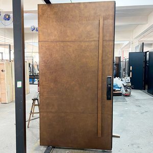 Porta d'Ingresso Minimalista in <span class=keywords><strong>Acciaio</strong></span> con Maniglia Lunga in Bronzo e Serratura Intelligente, Porta Esterna Contemporanea in Alluminio per Villa - Product Image 4