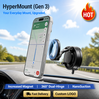 Support magnétique pour téléphone de voiture à nano-aspiration, maintien puissant de 66 lb sur plusieurs surfaces, 360° °   Rotation, compatible universellement avec tous les smartphones