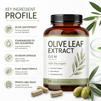 Extrait de feuille d'olivier en capsules végétaliennes, formule botanique à base de plantes pour le bien-être, soutien antioxydant et projets de marque privée