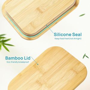 ชุดกล่องเก็บอาหารแก้วแบบใหม่ ปี 2020 พร้อมฝาไม้ไผ่ รับผลิตแบบ OEM - Product Image 6