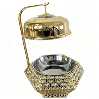Chauffe-plat de buffet 8L en acier inoxydable épaissi, finition Or Diamant, à chauffage à l'alcool, avec couvercle suspendu, pour mariages et banquets
