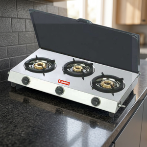 Table de cuisson à gaz encastrable 3 brûleurs, type sol, allumage automatique/manuel, corps thermolaqué MS, surface vitrocéramique, facile à utiliser pour les foyers et les hôtels - Product Image 3