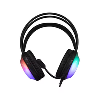 Headset Gaming USB RGB 7.1 dengan Peredam Kebisingan, Headphone Gamer USB Berkabel dengan Mikrofon untuk Musik & Bermain Game