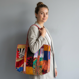 Bohemian <b>Patchwork</b> Corduroy Tote <b>Bag</b> With Soft Handle Open Top Daily Use For Women <b>Bag</b> for Girls Kids gift for her - Product Image 1