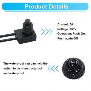 12V su geçirmez RV basmalı düğme anahtarı IP65 Metal ON/OFF SPST anahtarı için motosiklet/araba banyo Fan Max akım 10A Max 250V - Product Image 4