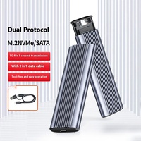 Caja USB3.1 tipo C a M.2 M Key NVMe SSD Caja de carcasa de unidad de estado sólido Caja de disco duro de protocolo dual SSD M.2 Sata