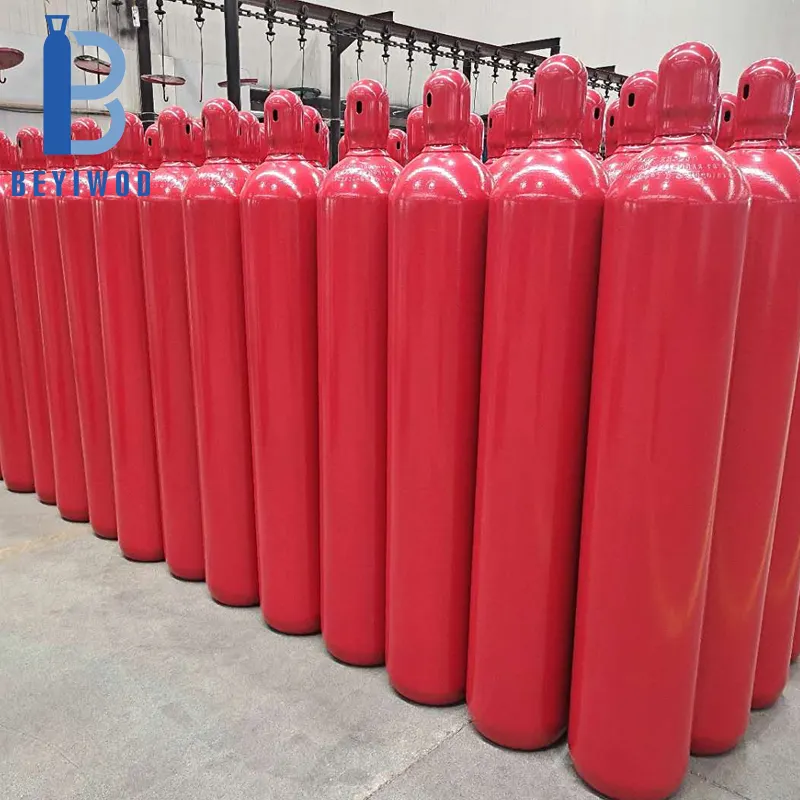 उच्च गुणवत्ता ISO9809 45kg 68L 150bar 200bar CO2 टैंक लाल सिलेंडर संरक्षण प्रणाली के लिए इस्तेमाल किया