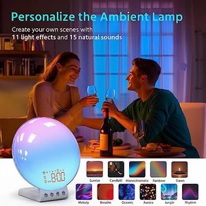 Trois-en-un 15W charge sans fil coloré <span class=keywords><strong>réveil</strong></span> analogique lever du soleil coucher <span class=keywords><strong>de</strong></span> soleil <span class=keywords><strong>réveil</strong></span> atmosphère lumière <span class=keywords><strong>bruit</strong></span> blanc - Product Image 4