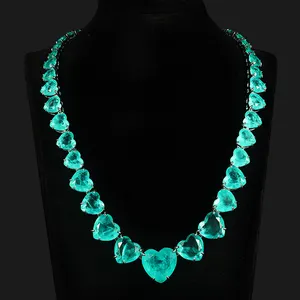 Fashion Jewelry Zircon Necklaces For Women Blue Parabia Heart Tennis Necklace