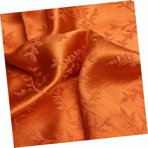 Wholesale High-End Heavyweight Gloden Silk Viscose Satin Jacquard Stretch Fabric For Girls' Dresses Sleepwear GarmentsTextiles