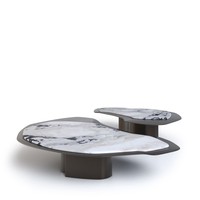 Table basse moderne en marbre de luxe léger avec structure métallique durable, meuble décoratif haut de gamme pour salon