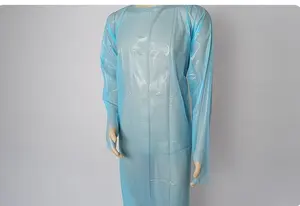 Dài Tay Dùng Một Lần Nhựa Cách Ly Không Thấm Nước CPE Gown Màu Xanh