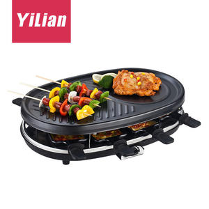 Barbecue électrique rond de table antiadhésif avec 8 plateaux chauffants et dispositif de sécurité anti-flamme pour cuisine intérieure et extérieure - Product Image 3