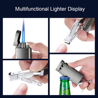 Briquet multifonctionnel en métal à flamme unique coupe-vent coupe-ongles ouvre-bouteille briquet personnalisé en plein air cadeau