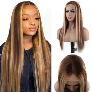 13x4 Straight Honey Blond Ombre Farbe Highlight Lace Front Echthaar Perücke, 150% Dichte Brazilian Remy Hair Lace Frontal Perücken