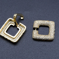 Connecteur de fermoir rectangulaire délicat de grande taille 23x49mm, plaqué or rhodié avec sertissage CZ, design unique, pour la fabrication de bijoux DIY