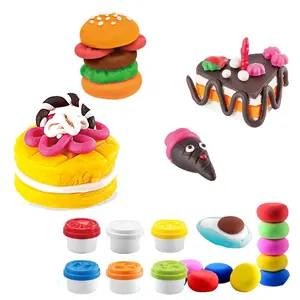 Molde de brinquedo para meninas, molde de brinquedo de sobremesa e bolo de hamburger, argila 3d de cores, brinquedo inteligente