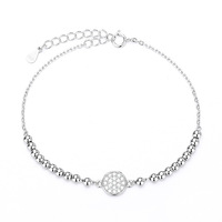 Bracelet élégant en argent sterling S925 avec zircon pavé, médaillon, perles, cadeau de Noël pour femmes, plaqué or 18 carats/platine, vente en gros
