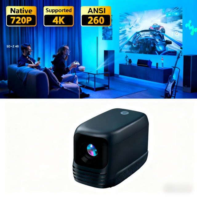 T10 Battery Rechargeable Mini Projector Android Smart 4K Portable LED Projector Built-in Battery Outdoor Home Cinema Proyector
