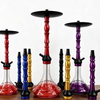 Chicha moderne en verre avec tige en aluminium, ensemble complet, accessoire coloré pour fumer le tabac, idéal pour les bars, les salons et la maison