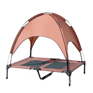Açık yaz güneş gölgeleme nem önleme yıkanabilir yükseltilmiş Pet çadır köpek yatak aksesuarları ile kamp için yükseltilmiş pet yatak