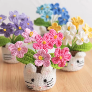 Làm bằng tay móc Quên Tôi không hoa trang trí sáng tạo thỏ búp bê chậu cây trang trí nhà nhân tạo Tạ Ơn - Product Image 6