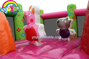 Château gonflable rose cochon pour enfants, thème cochon mignon, combo toboggan et château de saut, gonflage rapide, résistant aux UV, avec filet de sécurité - Product Image 2