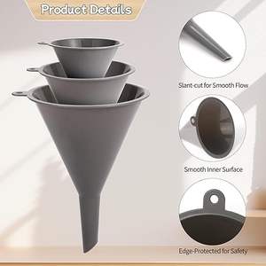 Funis de Plástico Brancos de Boca Larga em 3 Peças, Tamanhos Pequeno, Médio e Grande para Encher Garrafas, Potes, Líquidos e Pó - Product Image 6