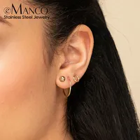 Ensemble de boucles d'oreilles créoles minimalistes et délicates EManco en acier inoxydable pour femmes, couleur or/argent, accessoires pour le bureau et les rassemblements décontractés
